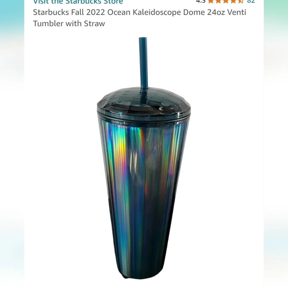 NWT 2 Starbucks Tumblers Fall 2022 Ocean Kaleidoscope Dome 24oz Venti w Straws